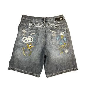 Vintage Y2K Ecko UnItd Baggy Fit Graffiti Skater Rhino Skull Embroidered